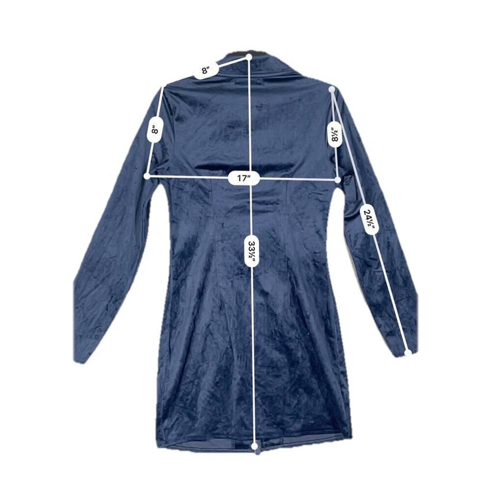 Sean John Missguided Velour Dress Women's 4 Blue Full Zipper Long Sleeves Collar - Picture 4 of 7